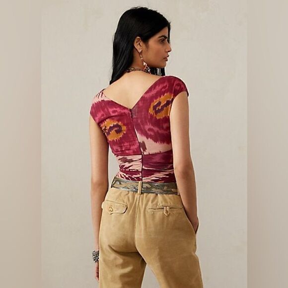 Ralph Lauren Collection Idonia Sleeveless Crisscross Voile Blouse in Multi Ikat - Picture 12 of 17